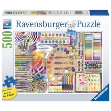 Ravensburger The Artist’s Palette 500-Piece Jigsaw Puzzle | Large Format & Vibrant Imagery for Kid...