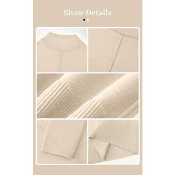 PRETTYGARDEN Womens Sweaters Fall 2024 Long Sleeve Ribbed Knit Pullover Loose Mock Neck Lightweight Casual Sweater Tops (Beige, Large)