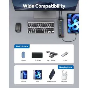 Powered USB Hub, Wenter 11-Port USB Splitter Hub (10 Faster Data Transfer Ports+ 1 Smart Charging Port) with Individual LED On/Off Switches, USB Hub 3.0 Powered with Power Adapter for Mac, PC