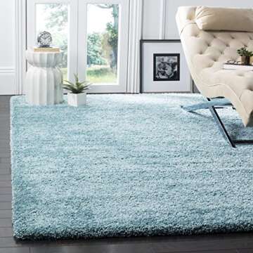 SAFAVIEH Milan Shag Collection Area Rug - 6' x 9', Aqua Blue, Solid Design, Non-Shedding & Easy Care...