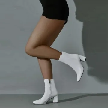 Caradise Women's Chunky Heeled Zip Up Ankle Boots