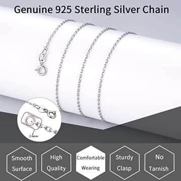 Jewlpire 925 Sterling Silver Chain Necklace Chain for Women 1.1mm Cable Chain Necklace Upgraded Spring-Ring Clasp - Thin & Sturdy - Italian Quality 18 Inch