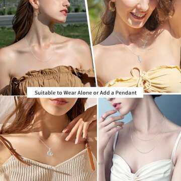 Jewlpire 925 Sterling Silver Chain Necklace Chain for Women 1.1mm Cable Chain Necklace Upgraded Spring-Ring Clasp - Thin & Sturdy - Italian Quality 18 Inch