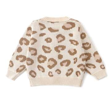 Simplee kids Baby Sweater Animal Leopard Printed Baby Cardigan for Autumn Fall 3-6 Months Brown