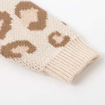 Simplee kids Baby Sweater Animal Leopard Printed Baby Cardigan for Autumn Fall 3-6 Months Brown