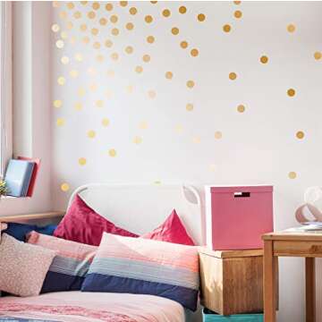 Paper Riot Co. Peel-and-Stick 2" Metallic Matte Gold Dot Vinyl Wall Decal Set - 240 Ct