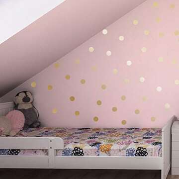 Metallic Gold Dot Vinyl Wall Decal Set | 240 Ct | Easy Decor
