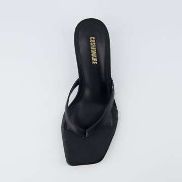 CUSHIONAIRE Women's Miami Kitten heel thong sandals +Memory Foam, Wide Widths Available, Smooth Black 9