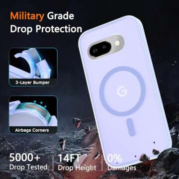 for Google Pixel 9a Case, Magnetic Phone Case with 1 Screen Protector [Military Grade Protection] [C...
