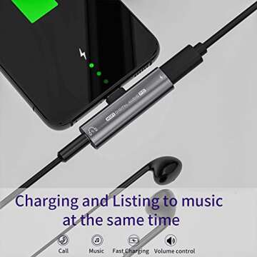 USB C Headphone Adapter, 2 in 1 USB C to 3.5mm Headphone Jack HiFi DAC with 27W Fast Charging Dongle Adapter Compatible for iPhone 15 15Pro 15promax,Samsung Galaxy S23 S22 S21 S20+ Note 20 Pixel 6/5