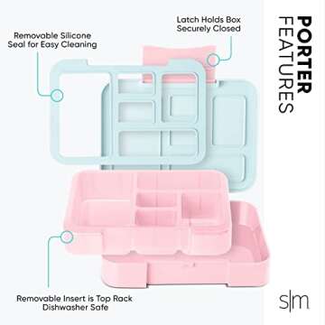 Simple Modern Disney Bento Lunch Box for Kids | BPA Free, Leakproof, Dishwasher Safe | Lunch Container for Girls, Toddlers | Porter Collection | 5 Compartments | Princess Royal Beauty