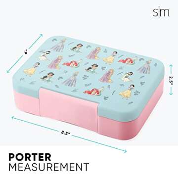 Simple Modern Disney Bento Lunch Box for Kids | BPA Free, Leakproof, Dishwasher Safe | Lunch Container for Girls, Toddlers | Porter Collection | 5 Compartments | Princess Royal Beauty