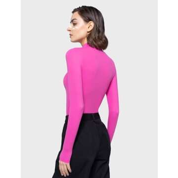PUMIEY Long Sleeve Mock Neck Shirts for Women Stylish