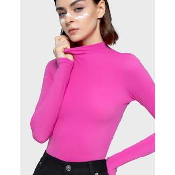PUMIEY Long Sleeve Mock Neck Shirts for Women Stylish