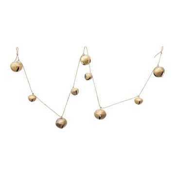 Creative Co-Op 76" L Metal Jingle Bell Garland, Gold Finish