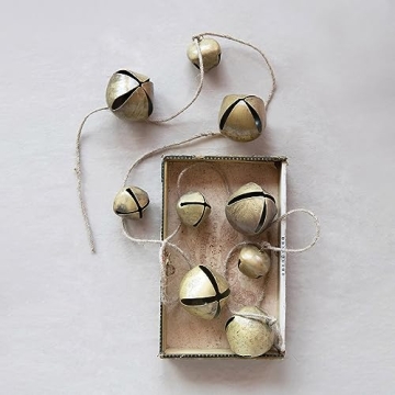 Creative Co-Op 76" L Metal Jingle Bell Garland, Gold Finish
