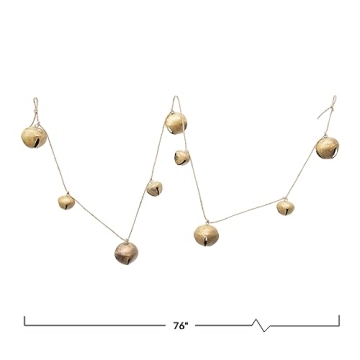 Creative Co-Op 76" L Metal Jingle Bell Garland, Gold Finish