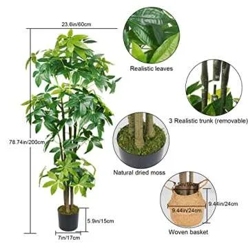 Beautiful 6.56Ft Artificial Money Tree for Home Decor