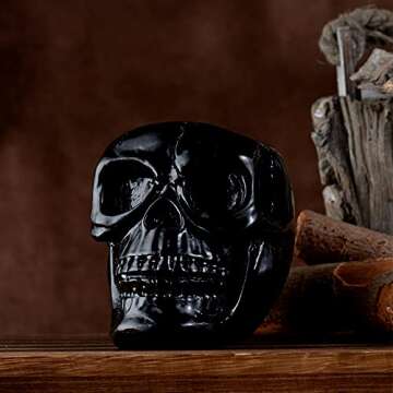 Arola Black Skull Pen & Pencil Holder Skeleton Key Holder Makeup Brush Holder flower pot Home Office Desk Supplies Organizer Accessory