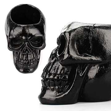 Arola Black Skull Pen & Pencil Holder Skeleton Key Holder Makeup Brush Holder flower pot Home Office Desk Supplies Organizer Accessory