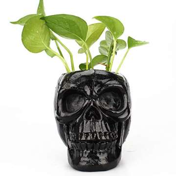 Arola Black Skull Pen & Pencil Holder Skeleton Key Holder Makeup Brush Holder flower pot Home Office Desk Supplies Organizer Accessory