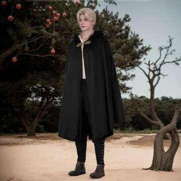 LMYOVE Hooded Cloak for Men - Velvet Halloween Costume