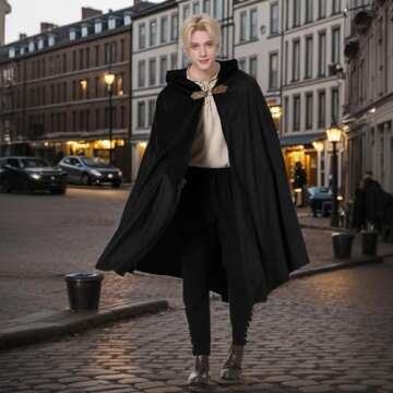 LMYOVE Hooded Cloak for Men - Velvet Halloween Costume