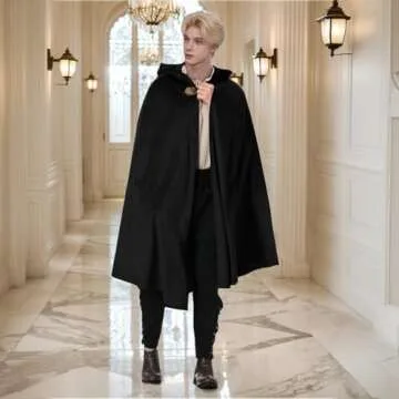 LMYOVE Hooded Cloak for Men - Velvet Halloween Costume