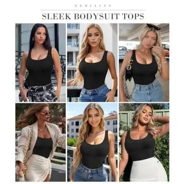 Nebility Womens' Waist Trainer Seamless Round Neck Tummy Control Shapewear Bodysuit (Black Round Neck Bodysuit, XS/S)