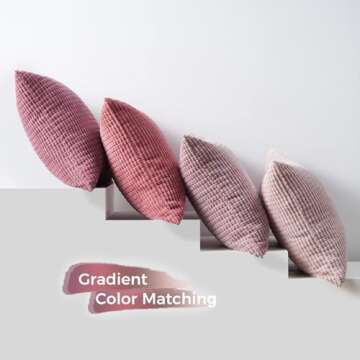 Topfinel Aesthetic Pink Room Decor Throw Pillows Covers for Couch Living Room Bedroom, Coquette Room Decorative Fluffy Corduroy Cushion Cover 18x18 Inch Set of 4 (Blush/Rose/Hot Pink)