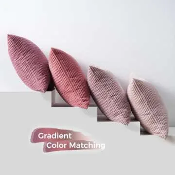 Topfinel Aesthetic Pink Room Decor Throw Pillows Covers for Couch Living Room Bedroom, Coquette Room Decorative Fluffy Corduroy Cushion Cover 18x18 Inch Set of 4 (Blush/Rose/Hot Pink)