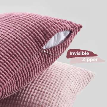 Topfinel Aesthetic Pink Room Decor Throw Pillows Covers for Couch Living Room Bedroom, Coquette Room Decorative Fluffy Corduroy Cushion Cover 18x18 Inch Set of 4 (Blush/Rose/Hot Pink)