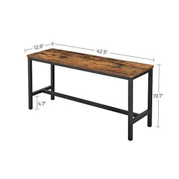 VASAGLE Dining Bench, Pair of 2, Industrial Style, Steel Frame, for Kitchen, Living Room, 12.8 x 42.5 x 19.7 Inches, Rustic Brown + Black，UKTB33X