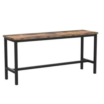 VASAGLE Dining Bench, Pair of 2, Industrial Style, Steel Frame, for Kitchen, Living Room, 12.8 x 42.5 x 19.7 Inches, Rustic Brown + Black，UKTB33X
