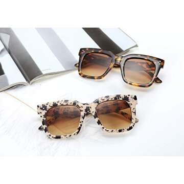 FEISEDY Vintage Oversized Square Sunglasses Womens Trendy Luxury Big Sun Glasses UV400 Protection Gradient Shades B2486