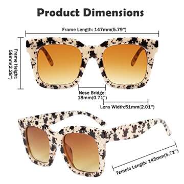 FEISEDY Vintage Oversized Square Sunglasses Womens Trendy Luxury Big Sun Glasses UV400 Protection Gradient Shades B2486