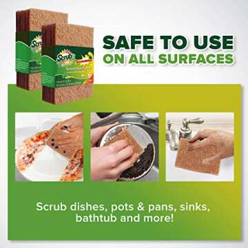 SCRUBIT Natural Scouring Pads - Eco Friendly Kitchen Cleaners