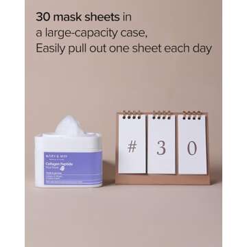 Mary&May Collagen Peptide Vital Mask - Daily Pull-Out Sheet Mask for Wrinkle Improvement, Firming, and Elasticity with Low Molecular Collagen - Korean Skincare, Hypoallergenic Formula, 30 Sheets