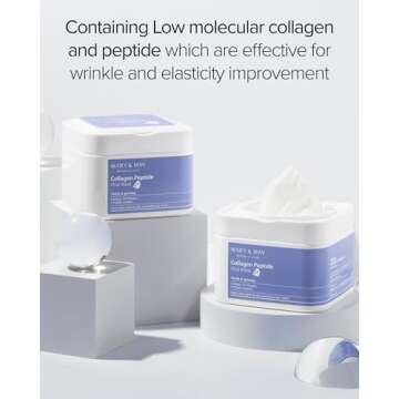 Mary&May Collagen Peptide Vital Mask - Daily Pull-Out Sheet Mask for Wrinkle Improvement, Firming, and Elasticity with Low Molecular Collagen - Korean Skincare, Hypoallergenic Formula, 30 Sheets