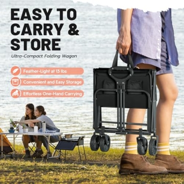 Collapsible Utility Wagon by LUXCOL for Shopping & Beach