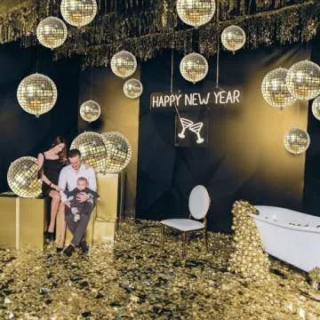 KatchOn, Gold Disco Ball Balloons - Big 22 Inch, Pack of 6 | Metallic 4D Sphere Gold Disco Balloons for Graduation Decorations Class of 2025 | Graduation Balloons for Gold Disco Party Decorations