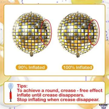 KatchOn, Gold Disco Ball Balloons - Big 22 Inch, Pack of 6 | Metallic 4D Sphere Gold Disco Balloons for Graduation Decorations Class of 2025 | Graduation Balloons for Gold Disco Party Decorations