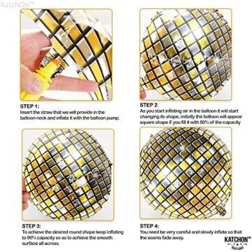 KatchOn, Gold Disco Ball Balloons - Big 22 Inch, Pack of 6 | Metallic 4D Sphere Gold Disco Balloons for Graduation Decorations Class of 2025 | Graduation Balloons for Gold Disco Party Decorations
