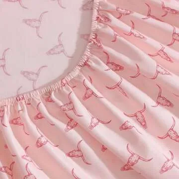 Wrangler - King Sheet Set, Super Soft Bedding Set, Luxuriously Soft Bedding Set, Yellowstone Inspired, Oeko-Tex Certified (Steer Skulls Pink, King)