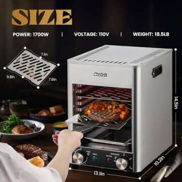 Newhai Electric Steak Broiler 1700W Indoor Commercial Steak Grill Automatic Steak Broiler Time Tempe...