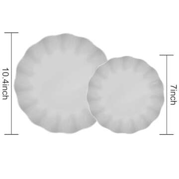 LIYH 24pcs Plastic Grey Plates Reusable, Plastic Plates Set, Unbreakable Dinner Plates and Salad Pla...