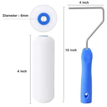 Mister Rui Foam Paint Roller, 4 inch Paint Roller 8 Pack, Small Paint Roller, High Density Foam Paint Roller Tray and Liner Set, Sponge Rollers for Painting and Staining