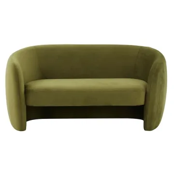 Exquisite SAFAVIEH Couture Olive Green Velvet Loveseat with Curved Design