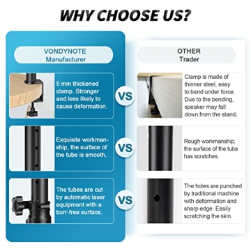 Vondynote Adjustable Desktop Clamp Speaker Stands