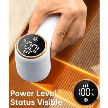 Rechargeable Fabric Shaver,Lint Remover, 3-Speed Sweater Shaver with LED Display, 2 Replaceable Stainless Steel 6-Blade Heads for Clothes, Sweaters, Furniture, Lint Balls and Fabric Pilling